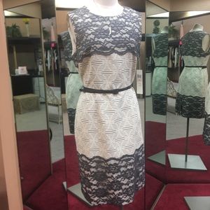 Maggy London Grey & Off White Dress Size 10